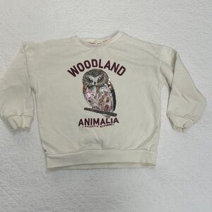 Kelzuki H&M girls Woodland Animalia Owl Sweatshirt sz 4-6 yrs cream / ivory